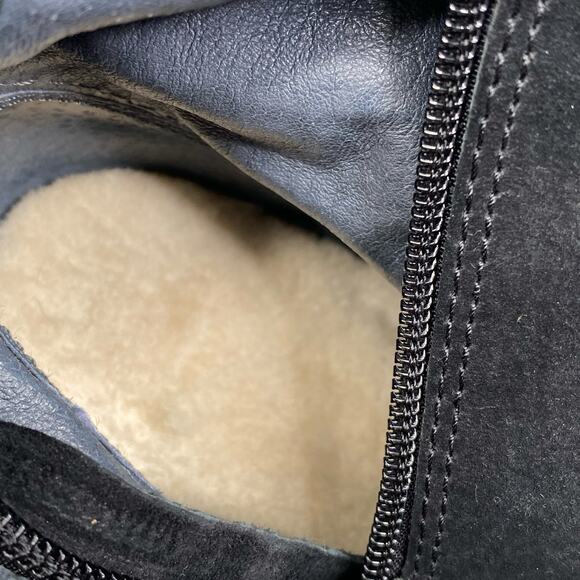 UGG Women’s Raya Black Suede Sheepskin Trimmed Riding Boot Size US 7.5 - Picture 13 of 14